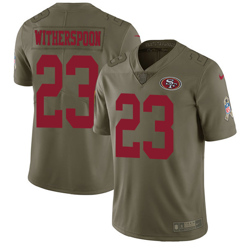 San Francisco 49ers Limited Olive Men Ahkello Witherspoon NFL Jersey #23 2017 Salute to->san francisco 49ers->NFL Jersey